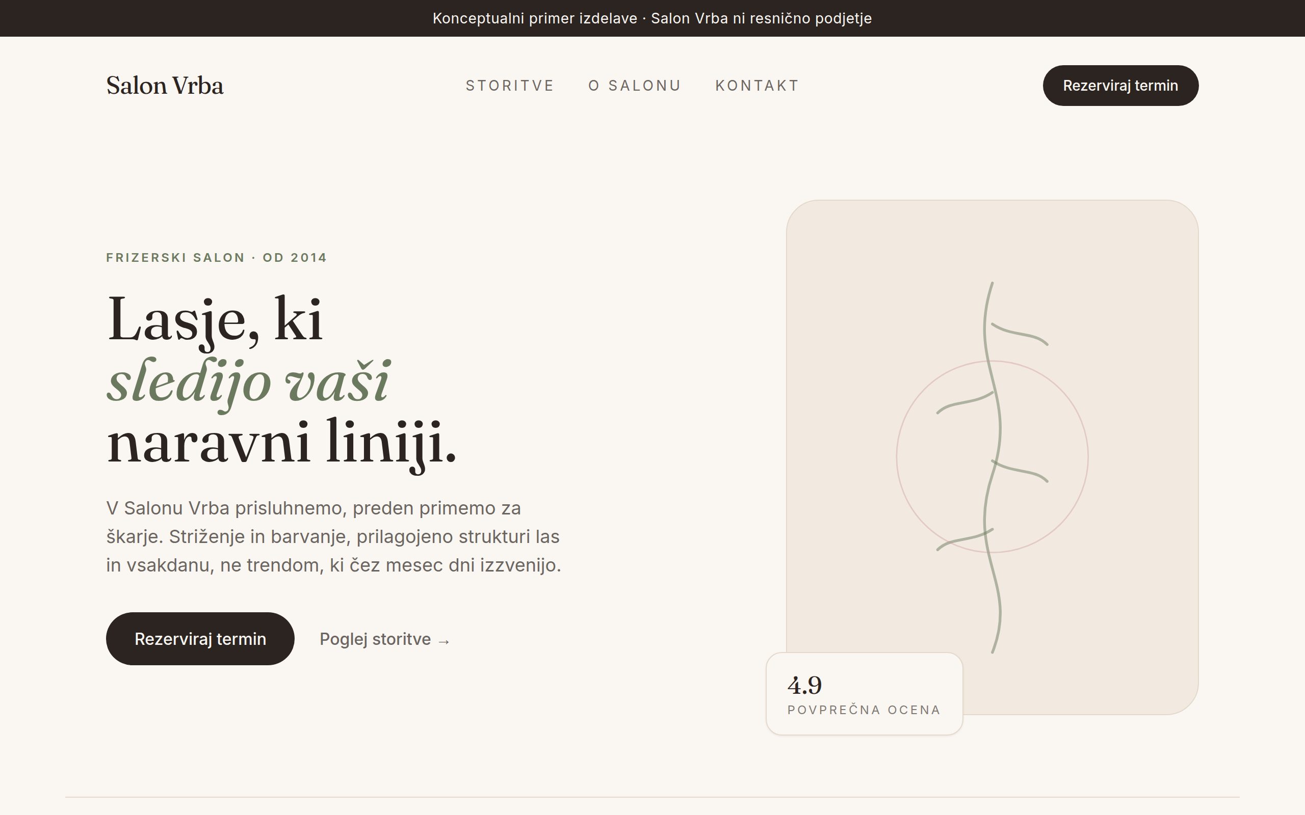 Predogled demo strani za frizerski salon
